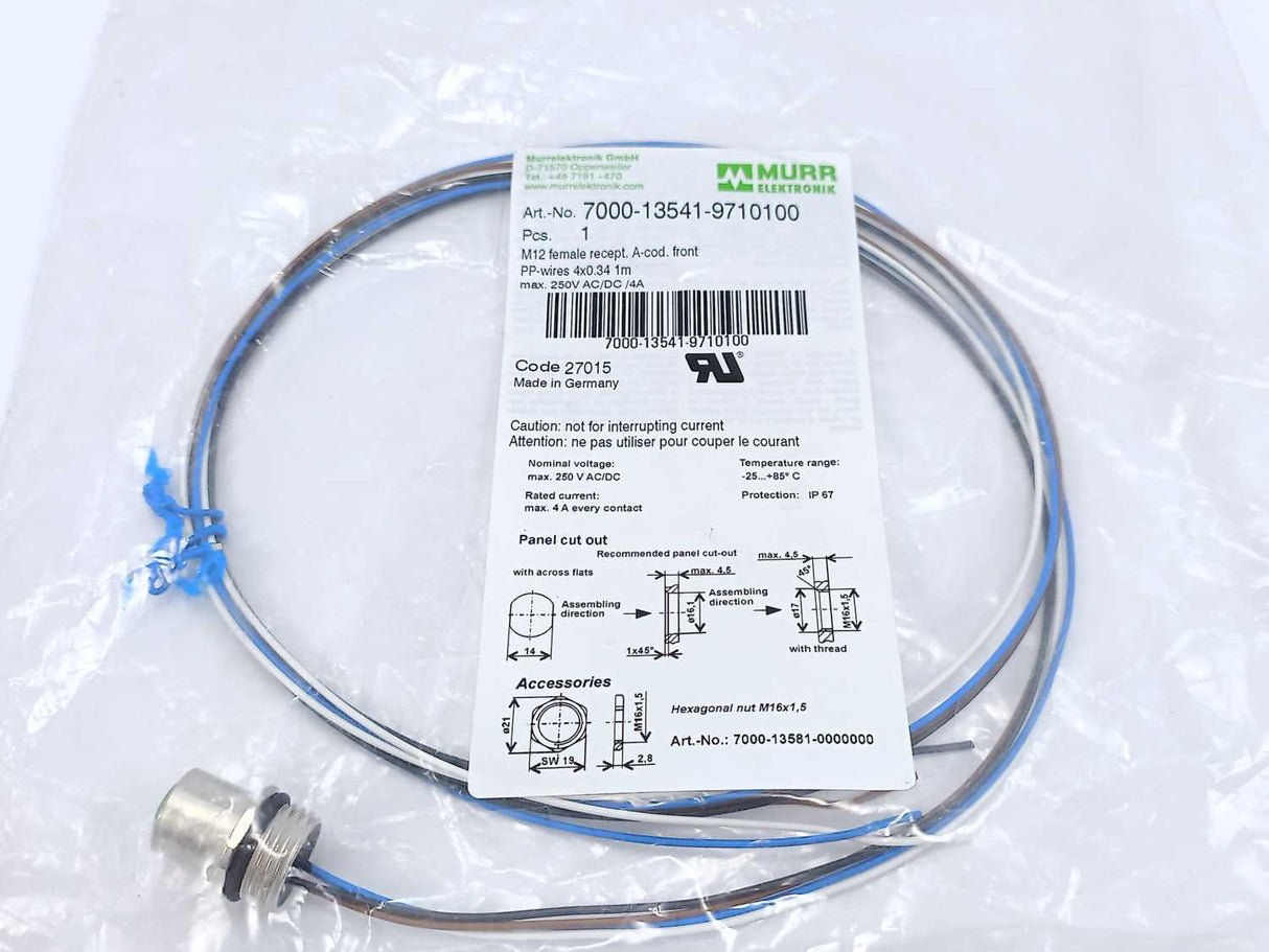 MURR Elektronik 7000-13541-9710100 M12 female recept. A-cod. front