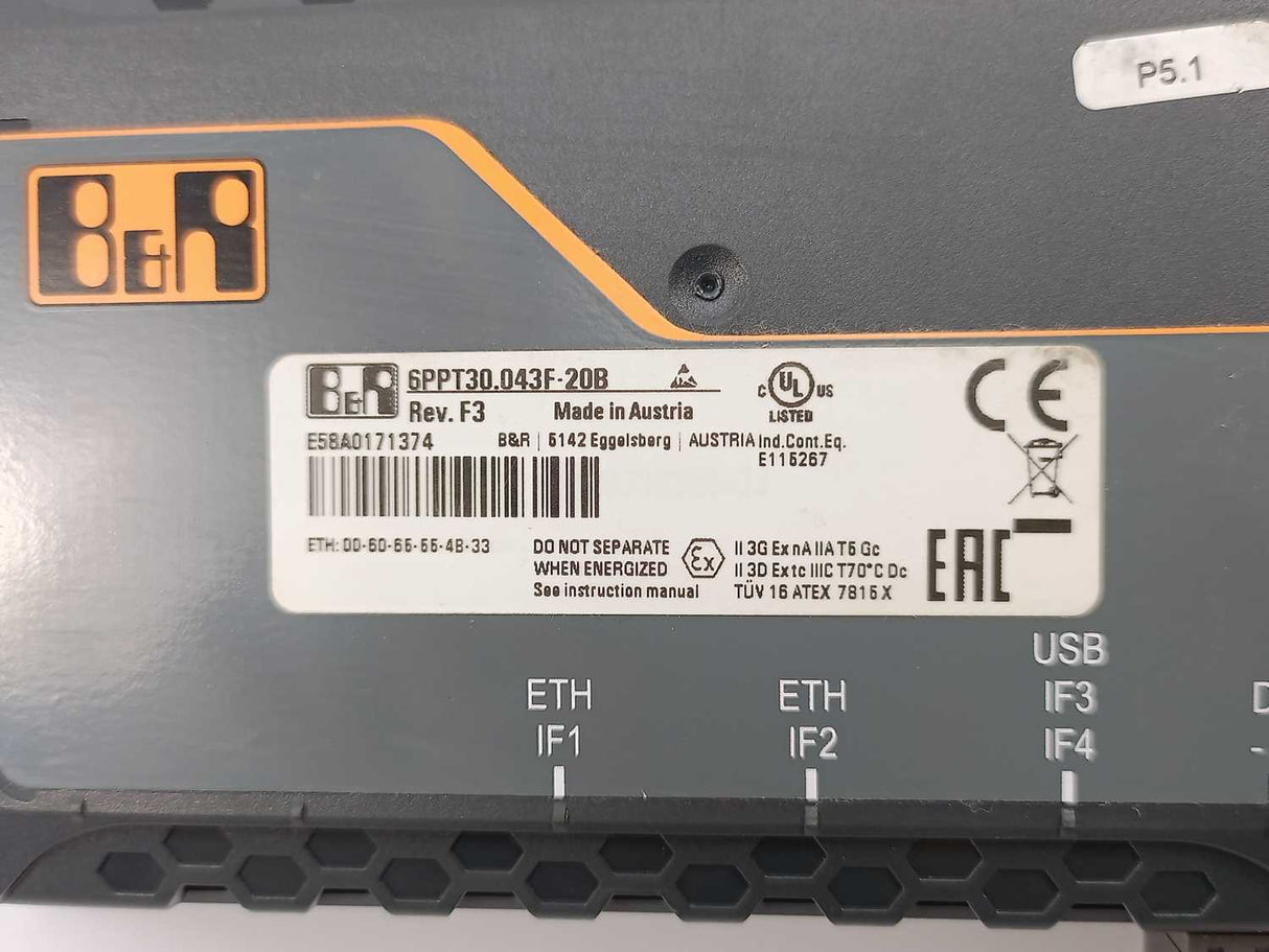 B&R 6PPT30.043F-20B Touch Panel