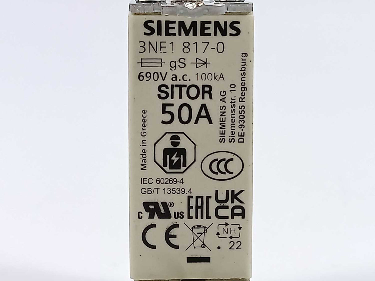 Siemens 3NE1 817-0 SITOR fuse link 50A