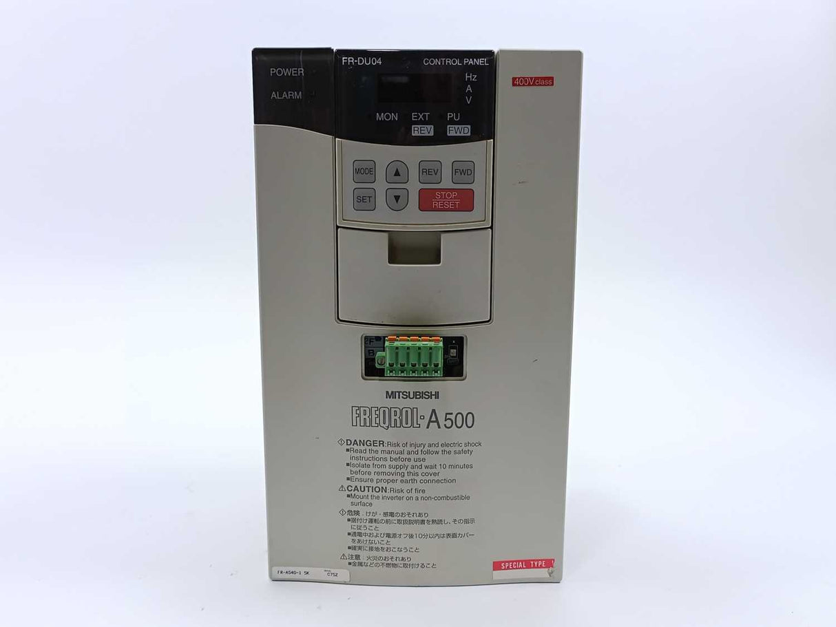 Mitsubishi FR-A540-1.5K-82 FREQROL-A500 Inverter & FR-DU04 Control Panel