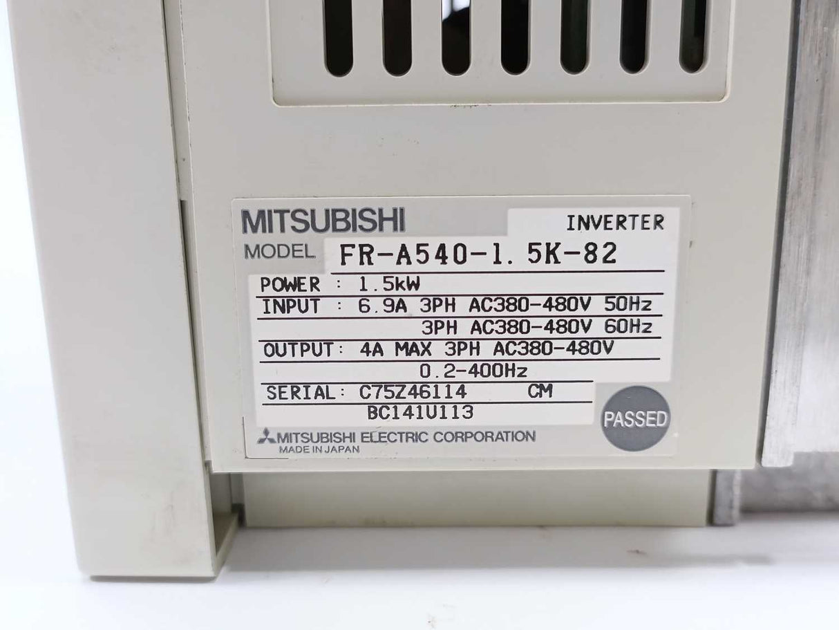 Mitsubishi FR-A540-1.5K-82 FREQROL-A500 Inverter & FR-DU04 Control Panel