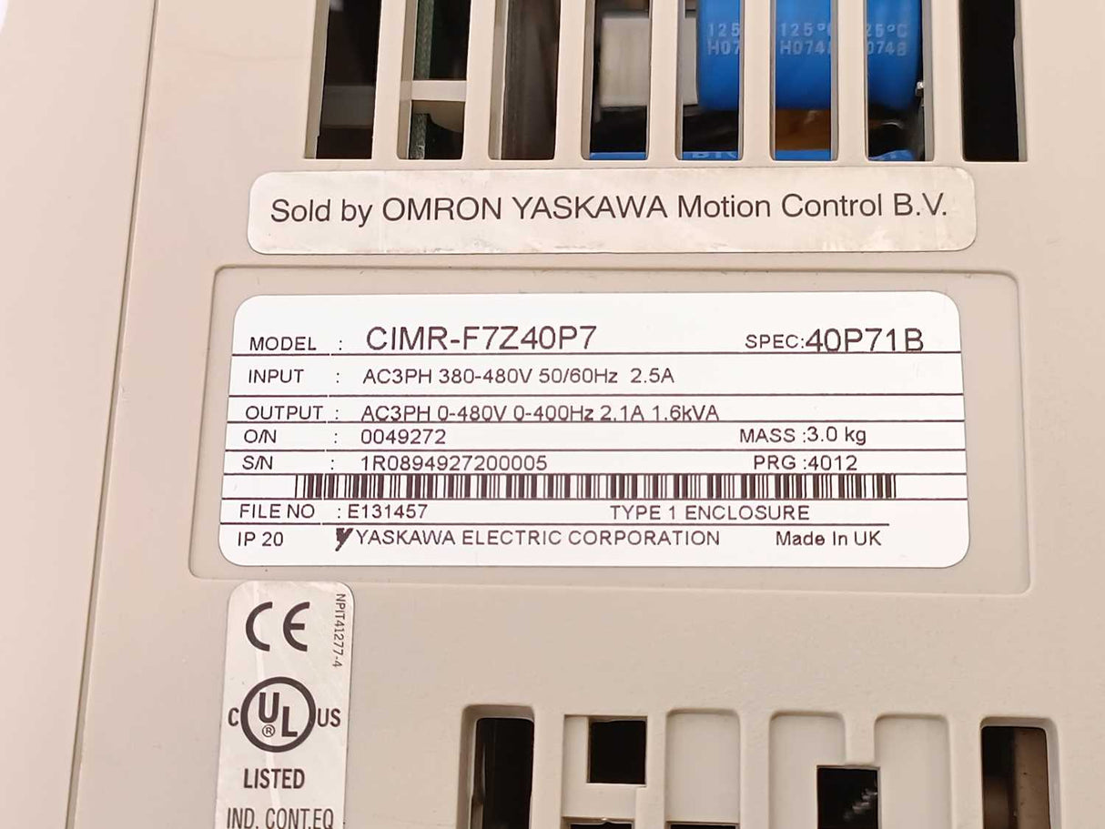 OMRON / YASKAWA CIMR-F7Z40P7 Varispeed F7 For Spare Parts