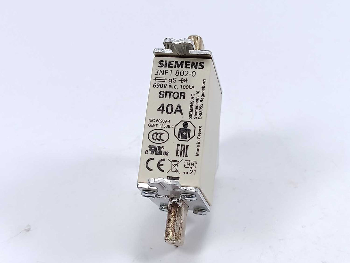 Siemens 3NE1802-0 SITOR fuse link 40A
