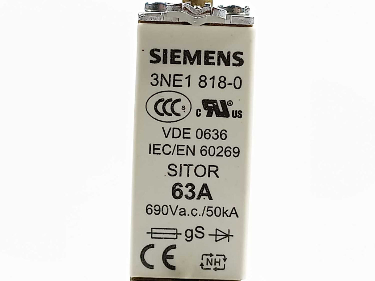 Siemens 3NE1 818-0 Sitor fuse 63A 690V 3 Pcs.