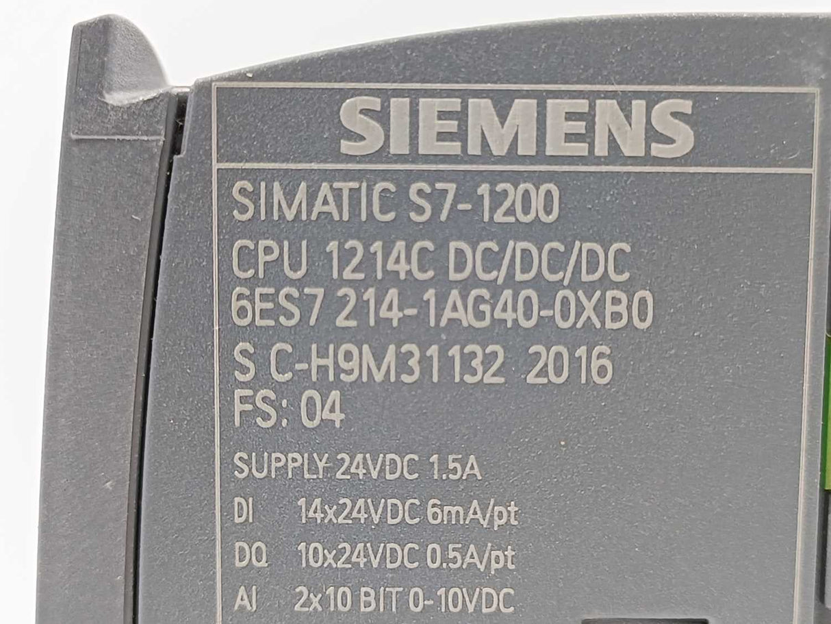 Siemens 6ES7214-1AG40-0XB0 SIMATIC S7-1200 Compact CPU 1214C