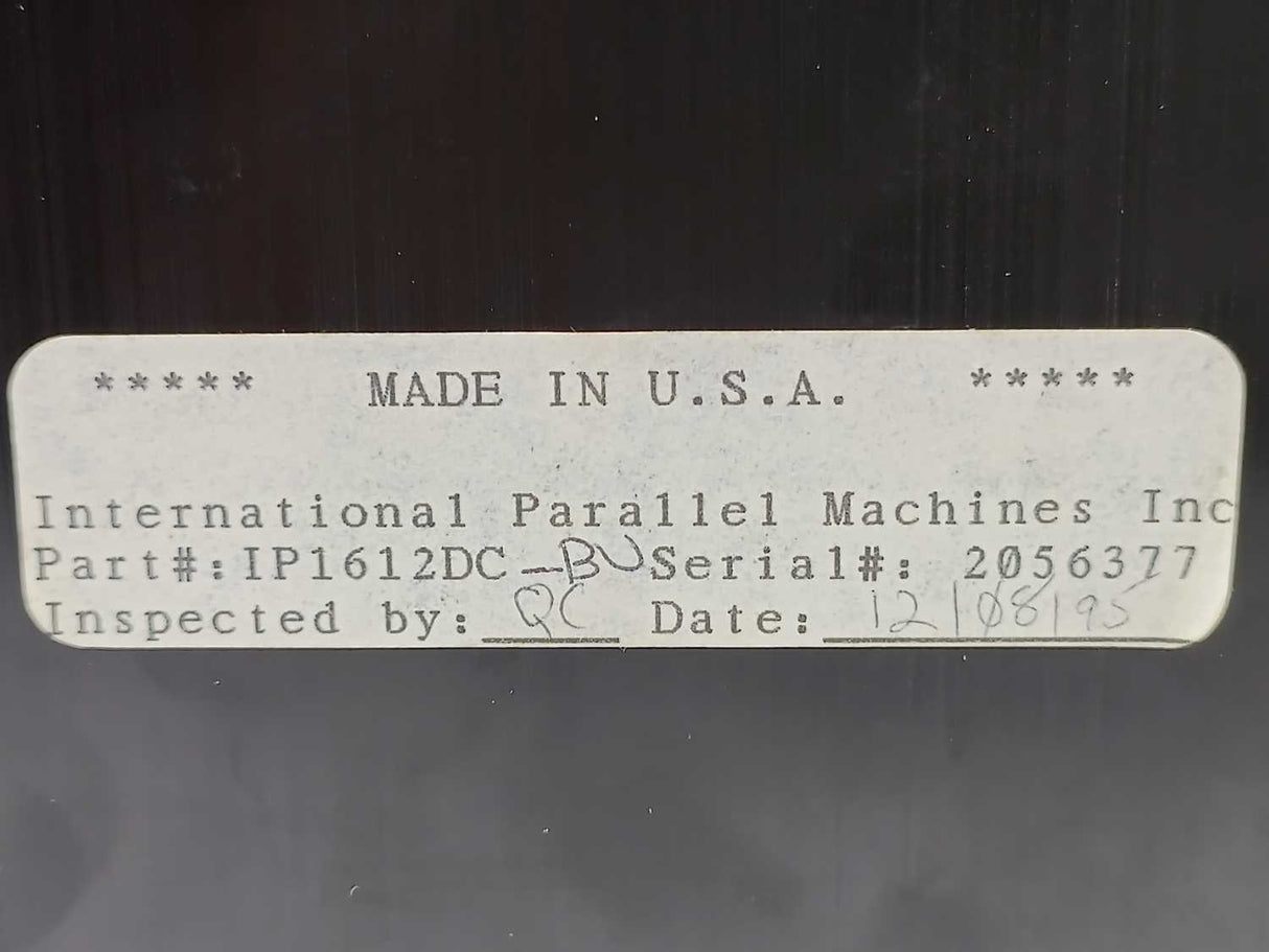 International Parallel Machines INC. IP1612DC PLC Module/Rack