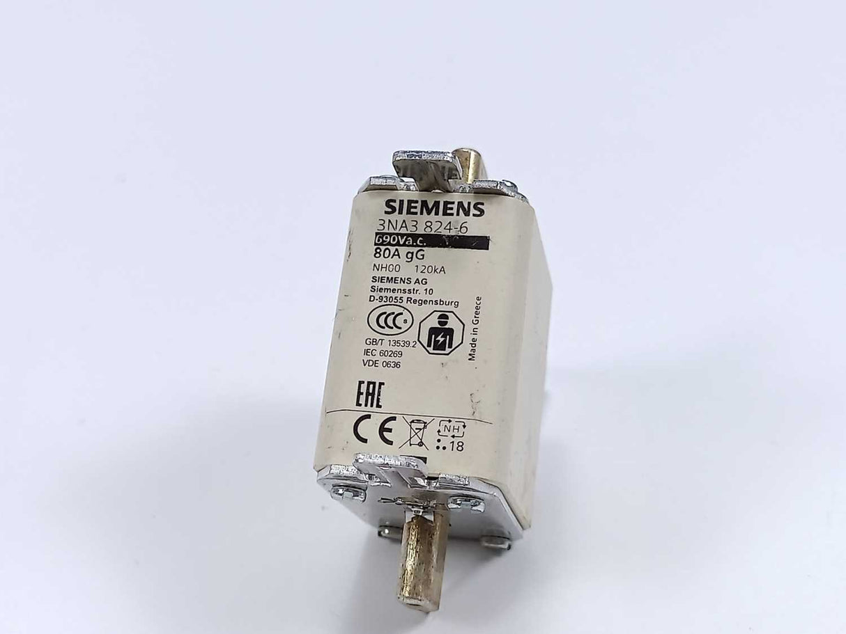 Siemens 3NA3824-6 LV HRC fuse element 80A