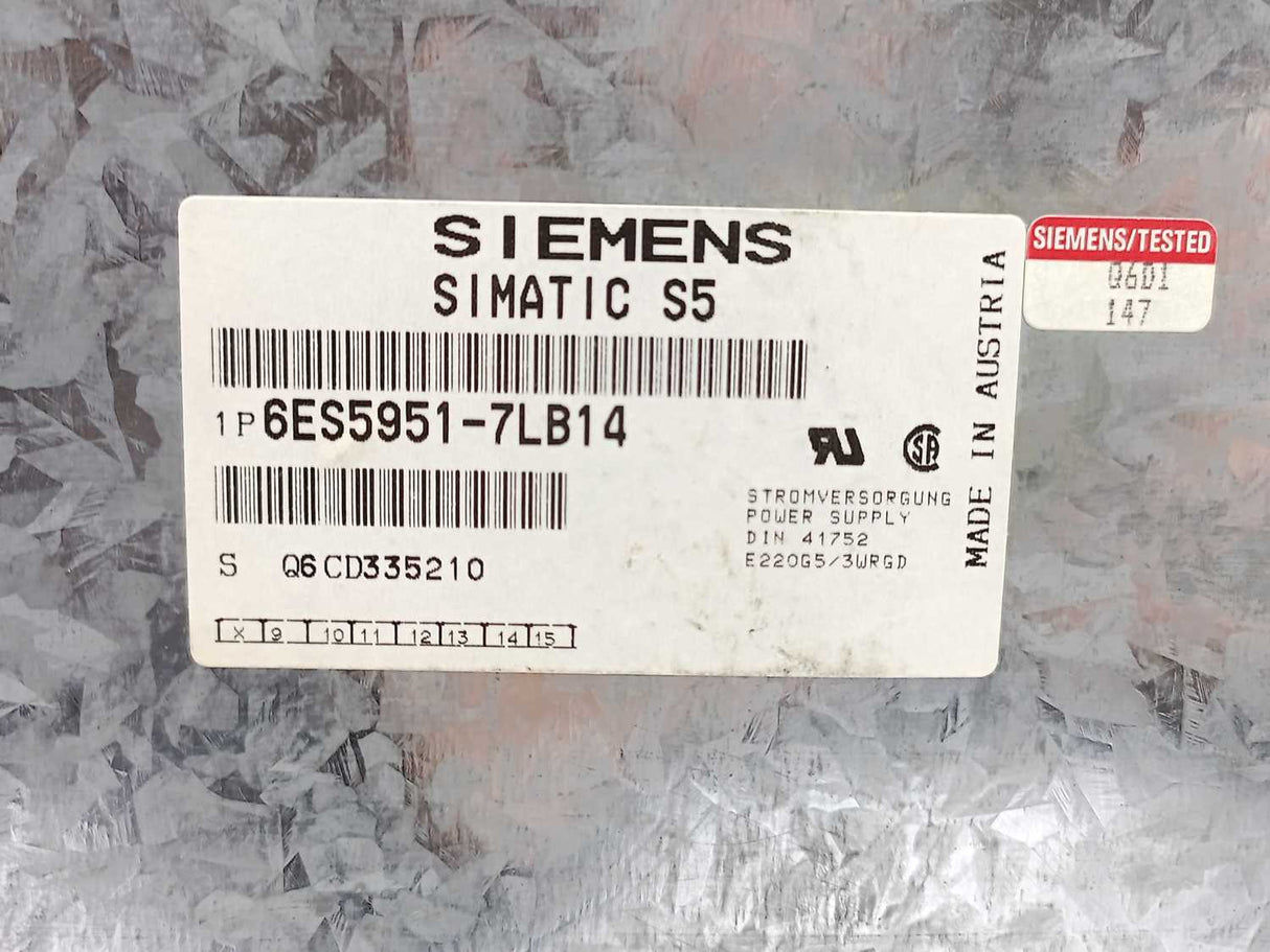 Siemens 6ES5951-7LB14 SIMATIC S5, 951 POWER SUPPLY UNIT