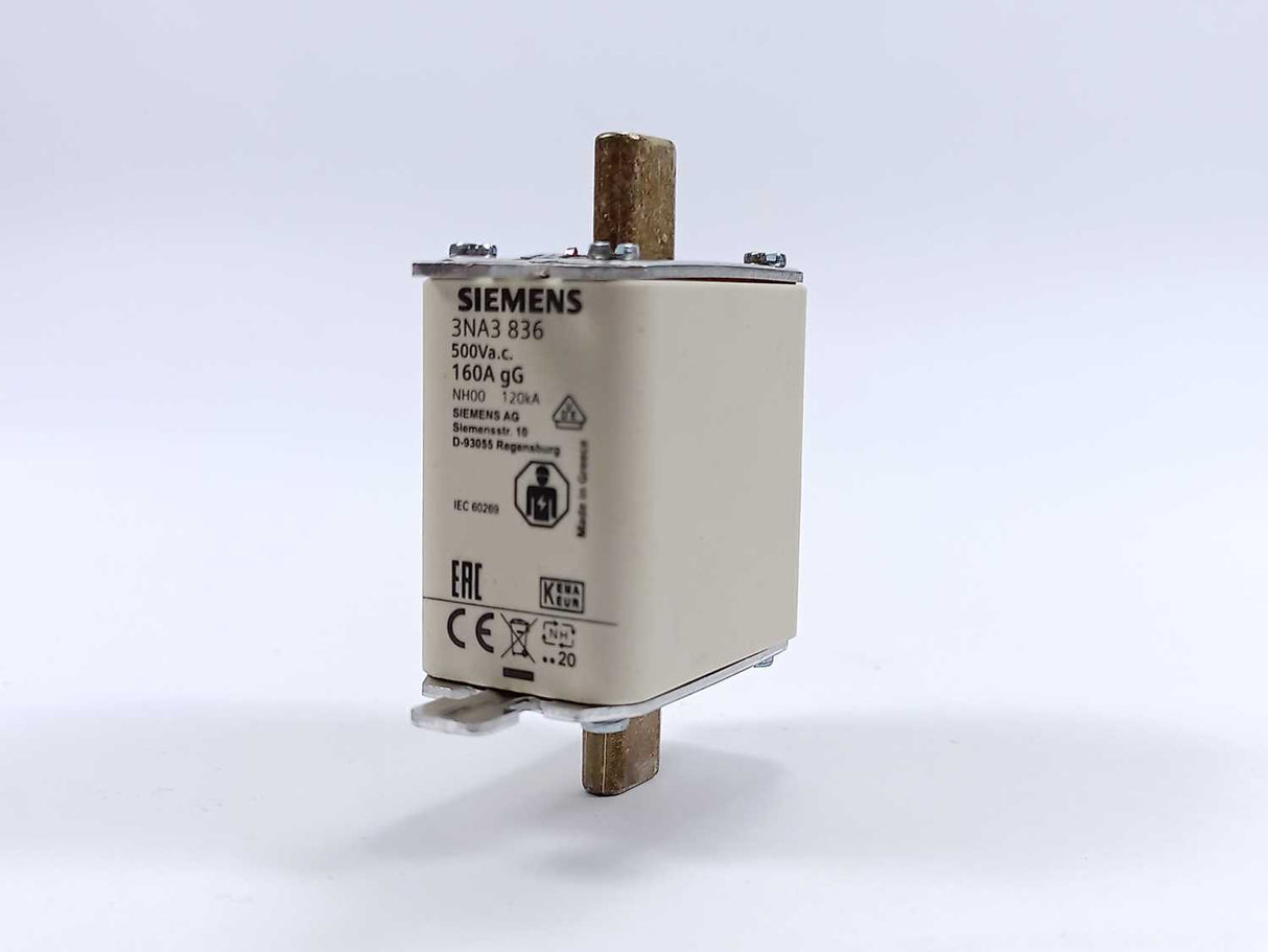Siemens 3NA3 836 Fuse 160A 500V NH00 gG