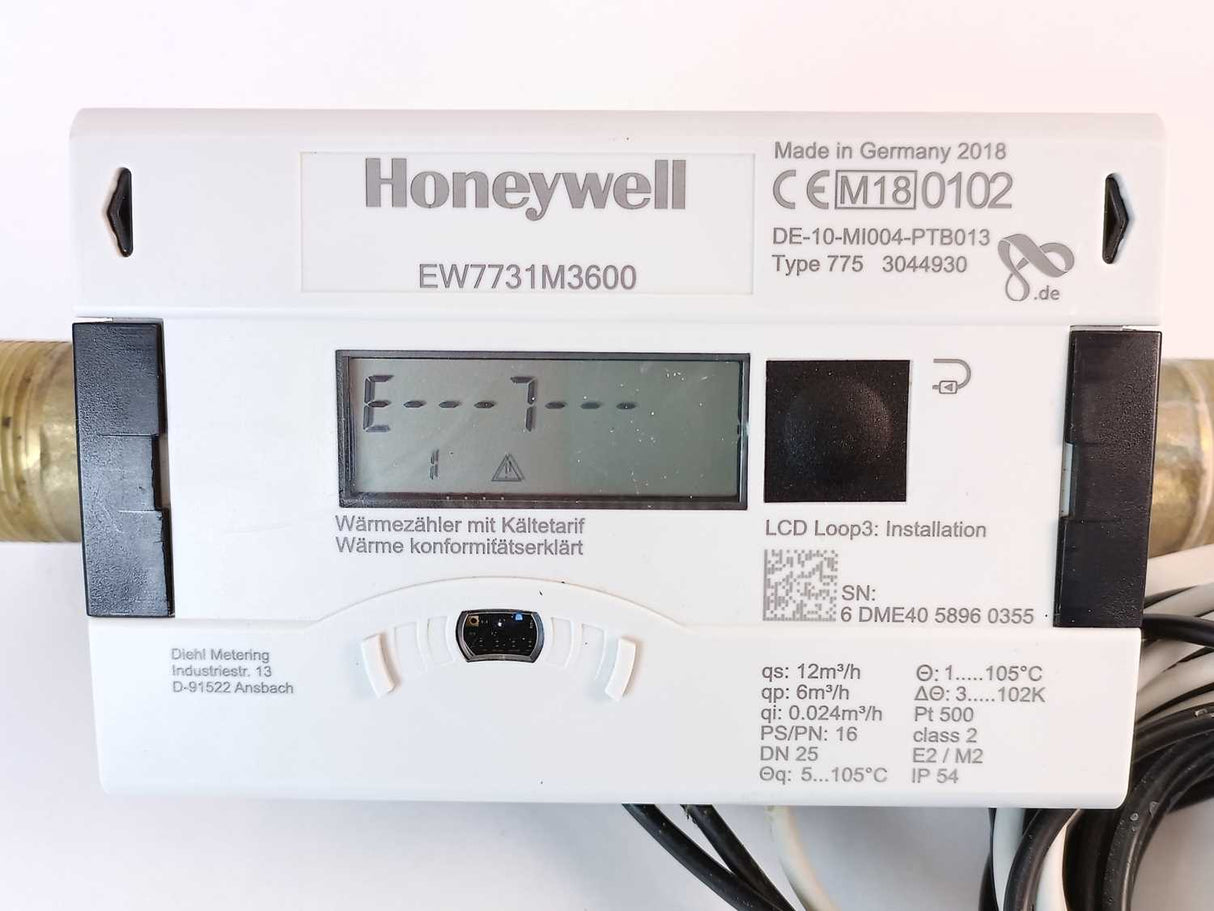 Honeywell EW7731M3600 Type 775 Ultrasonic Hot Water Meter / flowmeter