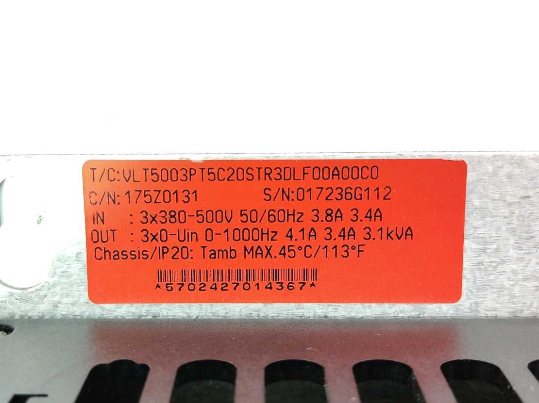 Danfoss 175Z0131 Frequency Converter VLT5003PT5C20STR3DLF