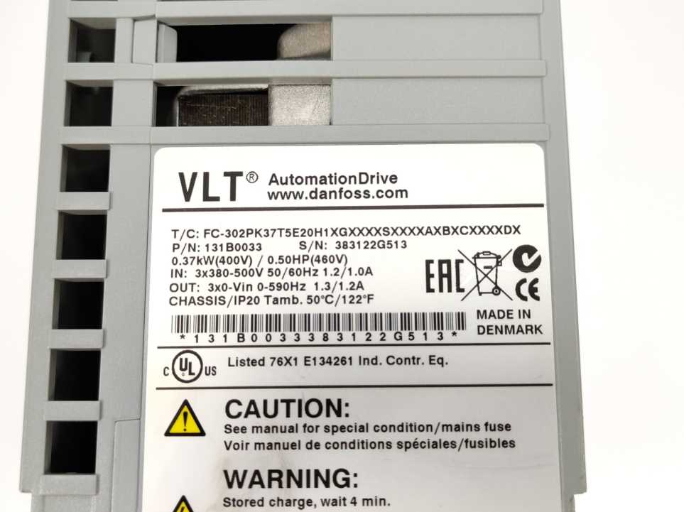 Danfoss 131B0033 VLT FC-302PK37T5E20H1XG 0.37kW