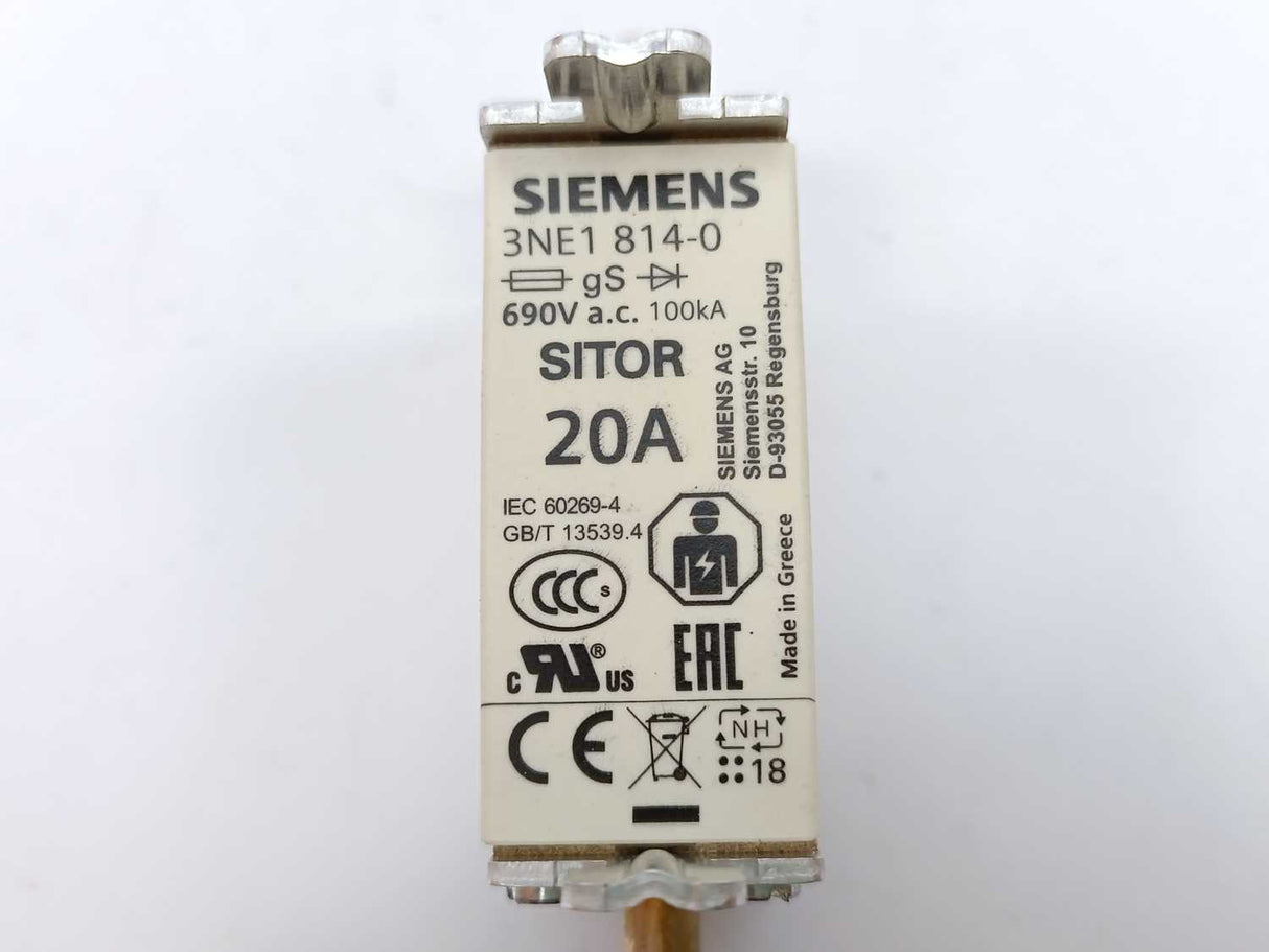 Siemens 3NE1814-0 SITOR fuse link 20A