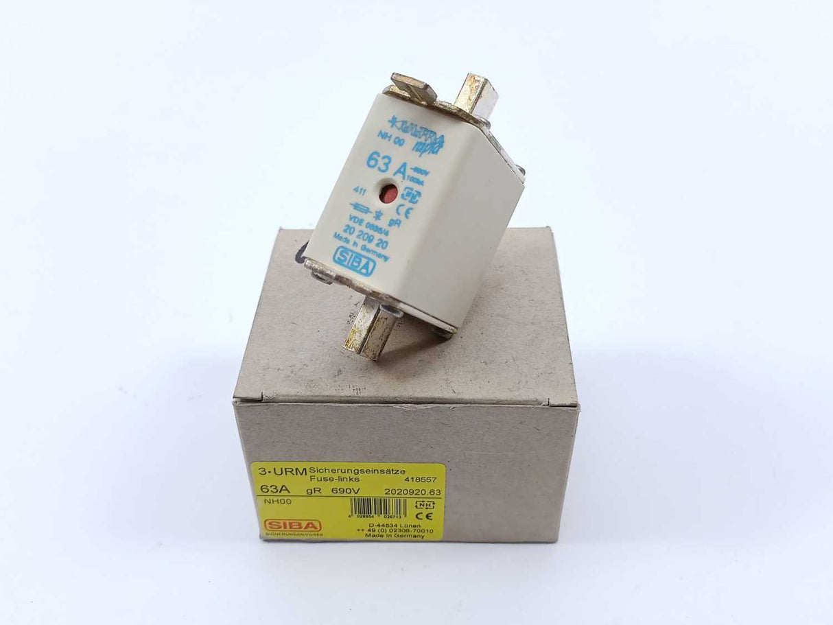 SIBA VDE 0636/4 NH Fuse 00 63A 2020920.63 690VAC