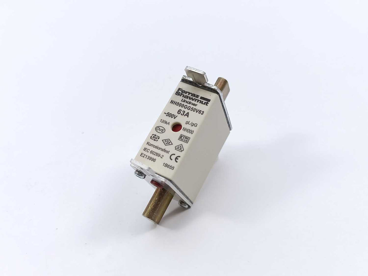FERRAZ SHAWMUT NH000GG50V63 63A 500V Fuse 3 Pcs.