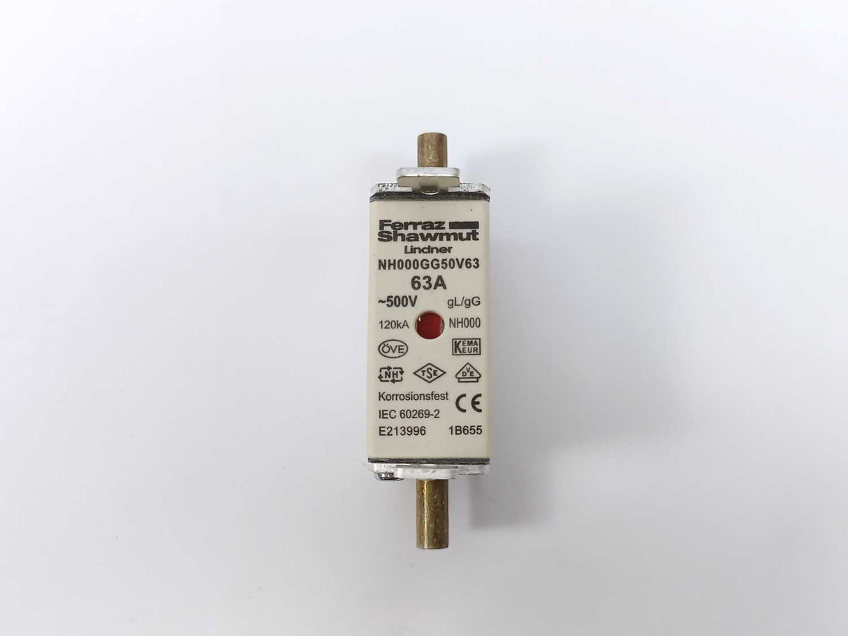 FERRAZ SHAWMUT NH000GG50V63 63A 500V Fuse 3 Pcs.
