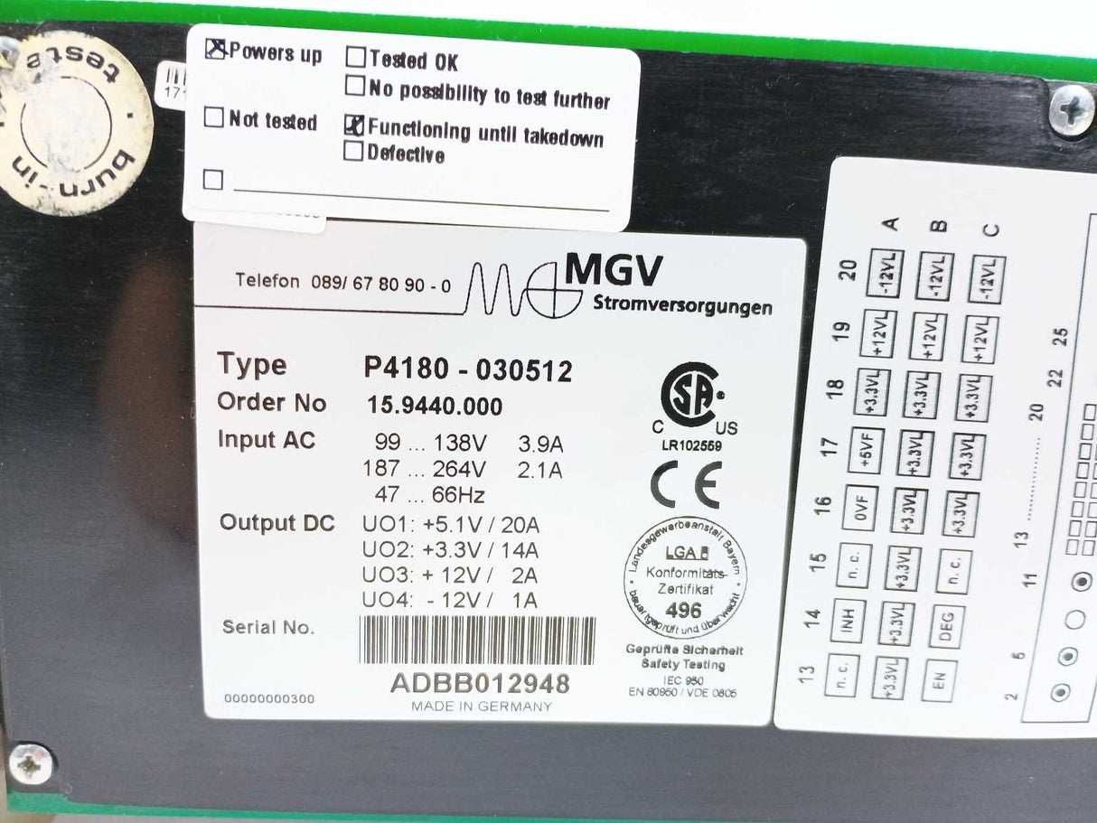 MGV 15.9440.000 P4180-030512 AC / DC Power Supply