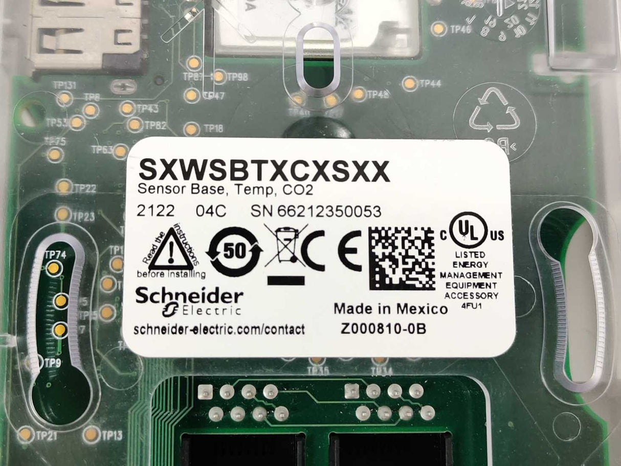 Schneider Electric SXWSBTXCXSXX Sensor Base, Temp, CO2