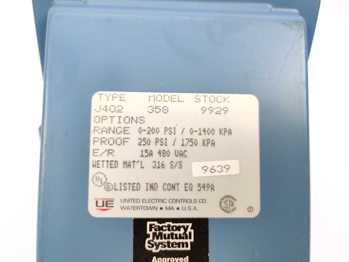 UE United Electric J402-358 Pressure and Temperature Switch