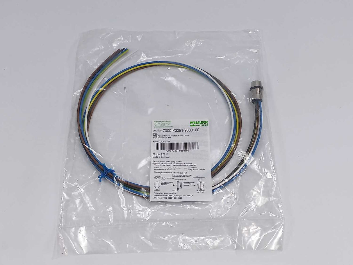 MURR Elektronik 7000-P3291-9880100 M12 Power female recept. K-cod. front