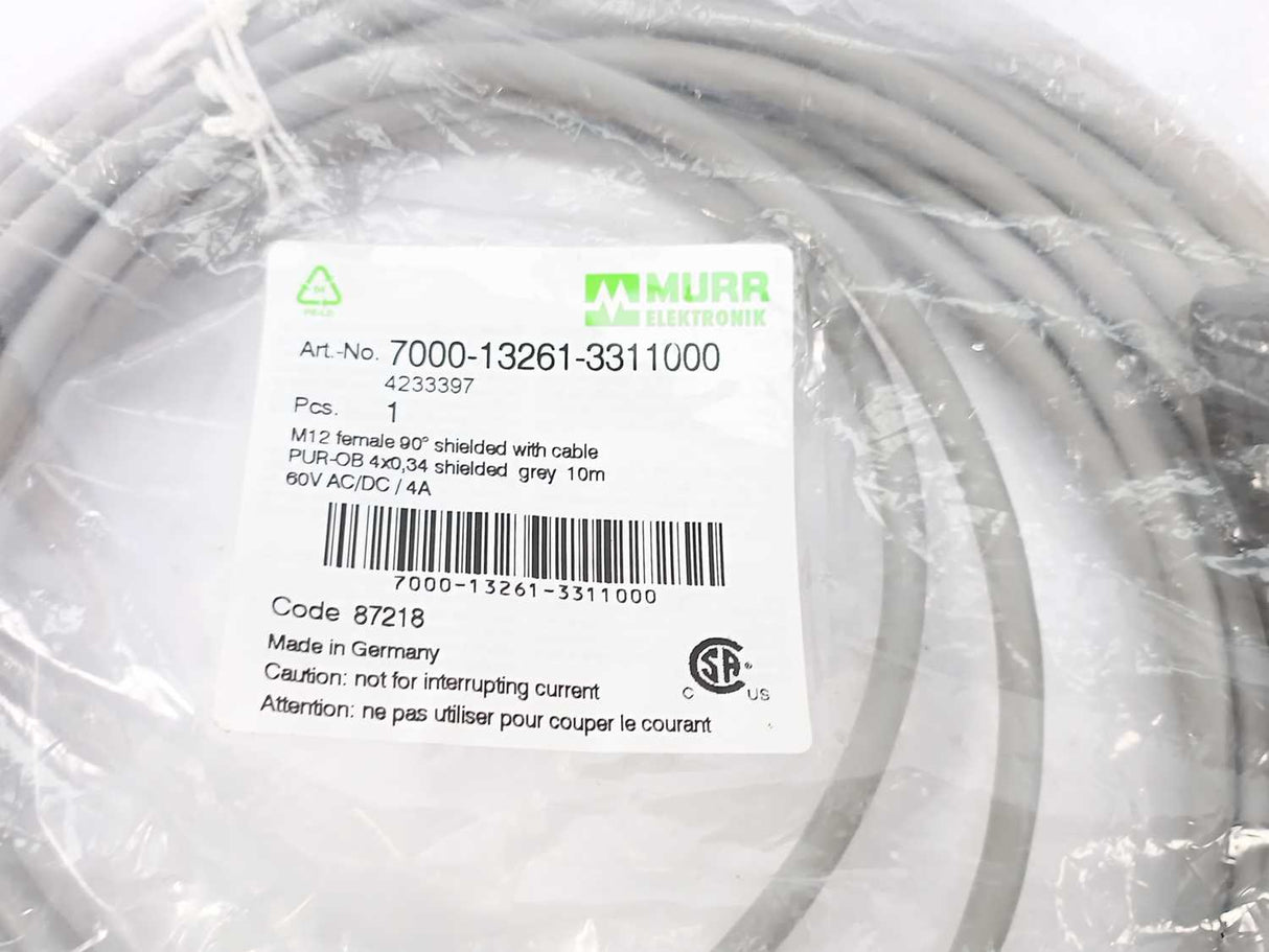 MURR Elektronik 7000-13261-3311000 M12 female 90° A-cod. w. cable shielded 10m
