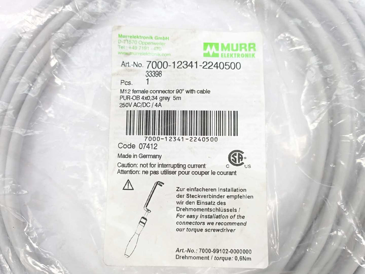 MURR Elektronik 7000-12341-2240500 M12 female conn. 90° with cable 5m