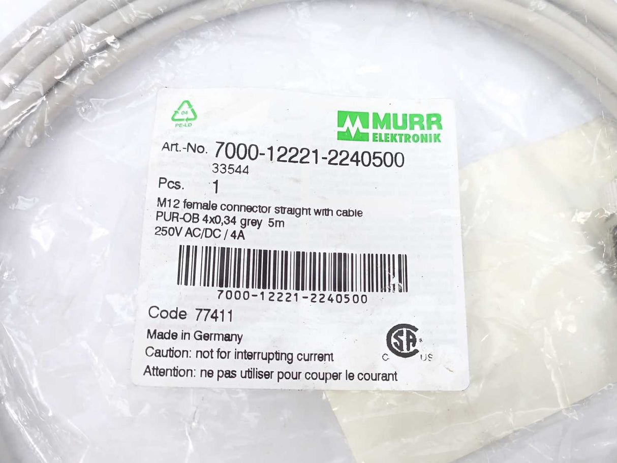 MURR Elektronik 7000-12221-2240500 M12 female conn. straight w/cable 5m