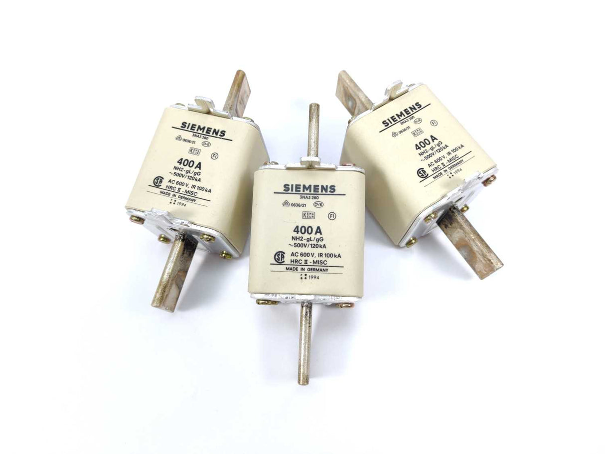 Siemens 3NA3260 Fuse NH2 400A ~500V/120kA 3 Pcs.