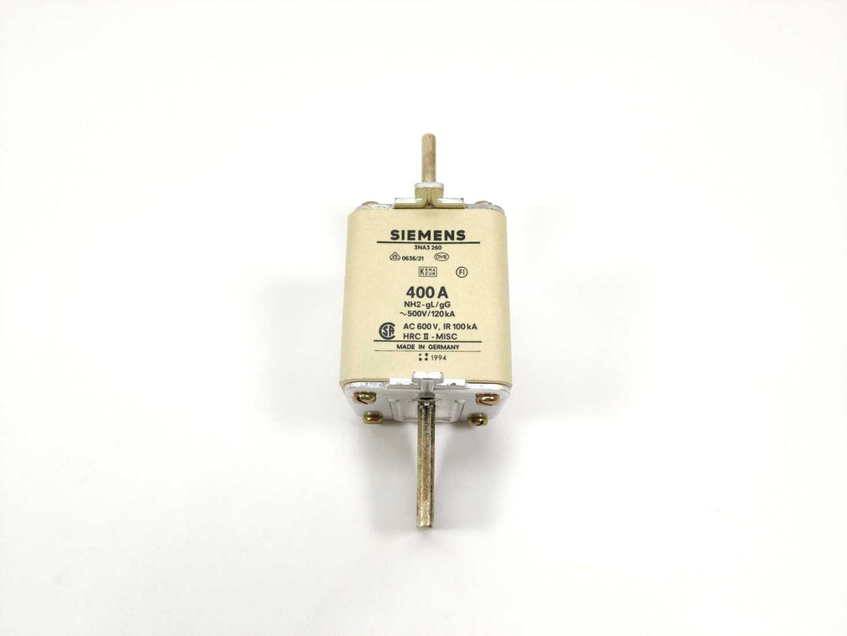Siemens 3NA3260 Fuse NH2 400A ~500V/120kA 3 Pcs.