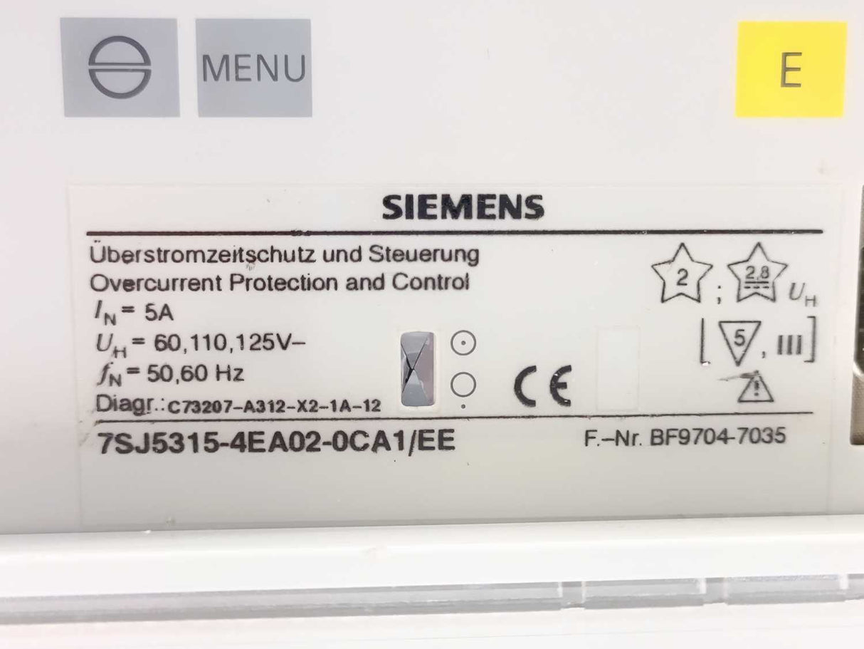 Siemens 7SJ5315-4EA02-0CA1/EE OVERCURRENT PROTECTION AND CONTROL