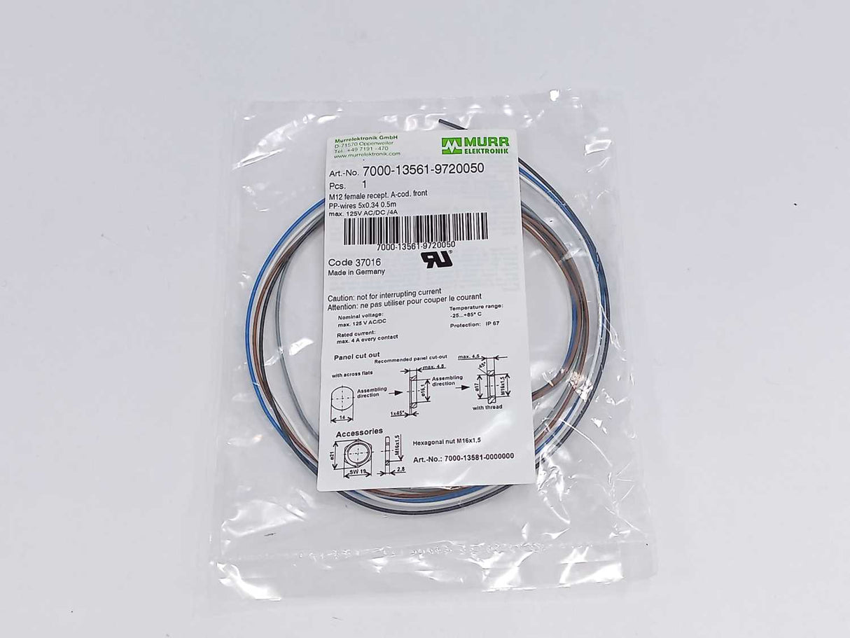 MURR Elektronik 7000-13561-9720050 M12 female recept. w/ 7000-13581-0000000