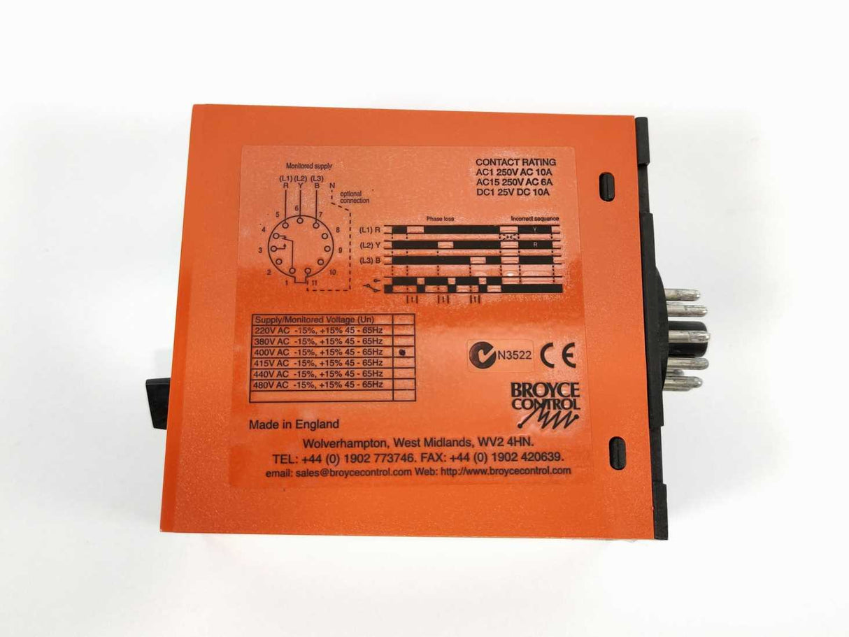 BROYCE CONTROL B1PR 400 VAC Phase Voltage Monitoring Relay