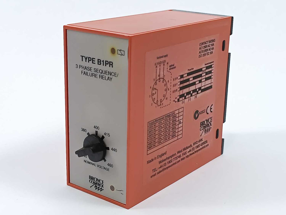 BROYCE CONTROL B1PR 400 VAC Phase Voltage Monitoring Relay