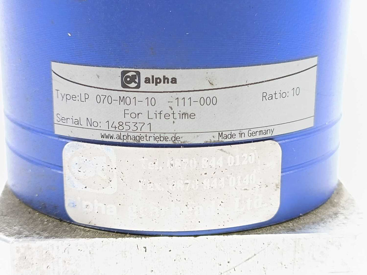 Alpha LP070-M01-10-111-000 Gear Reducer. Ratio: 10