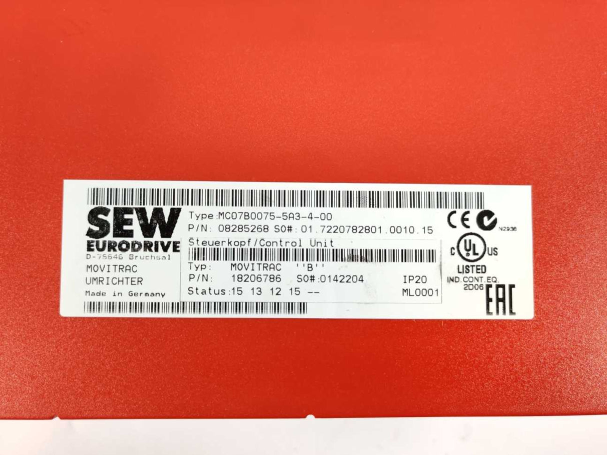 SEW-EURODRIVE  MC07B0075-5A3-4-00 08285268 Control Unit