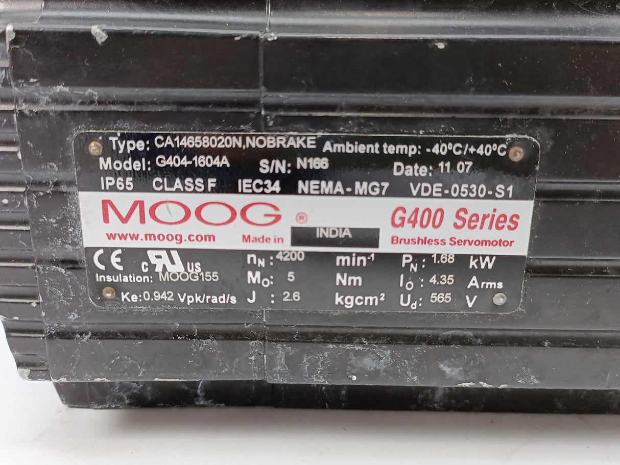 Moog G404-1604A CA14658020N,NOBRAKE G400 Series Brushless Servomotor