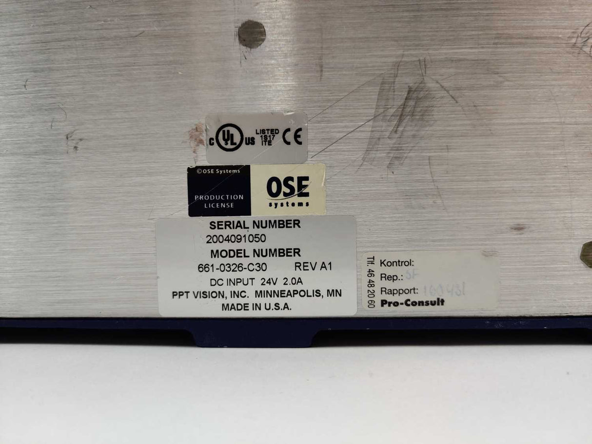 PPT Vision 661-0326-C20 DC INPUT 24V 2.0A