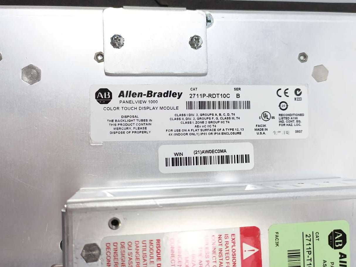 AB 2711P-T10C4D1 Ser. A Panel View Plus 1000 Assembled Terminal