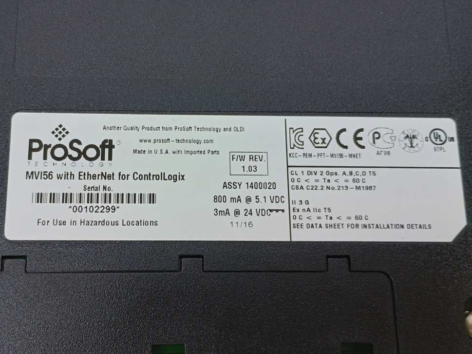 ProSoft MVI56-GEC Ethernet Communication Module