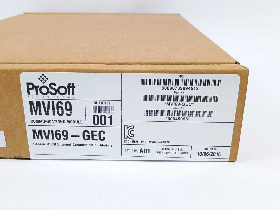 ProSoft MVI69-GEC Generic ASCII Ethernet Communication Module
