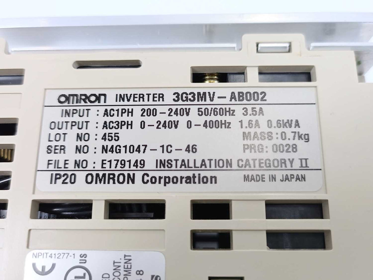OMRON 3G3MV-AB002 Sysdrive 3G3MV Inverter W. DIGITAL OPERATOR PJVOP 140