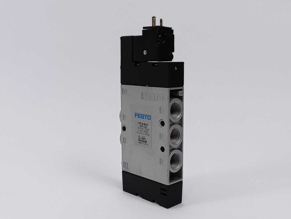 Festo 163146 CPE18-M1H-5LS-1/4 Solenoid Valve w/ 389614 MSEB-3-24VDC