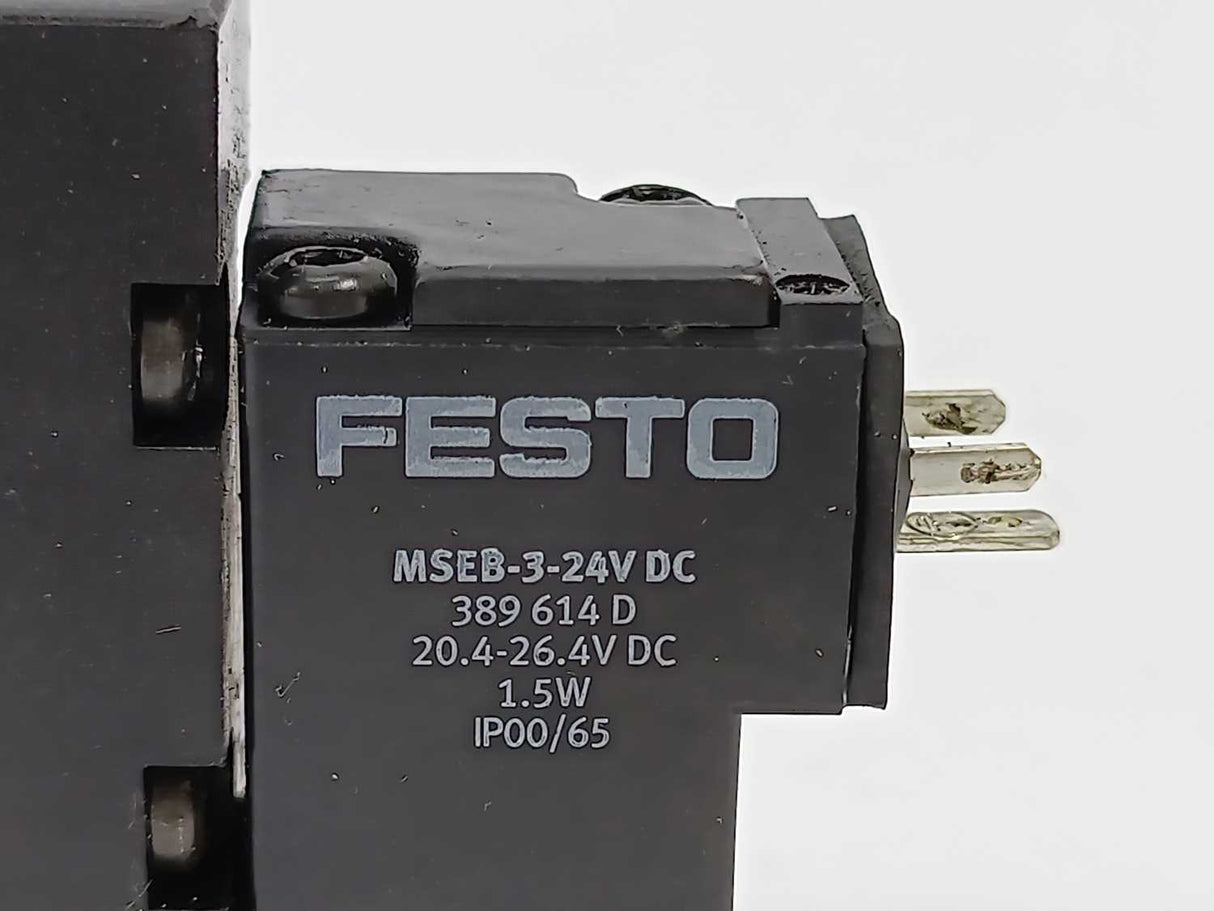 Festo 163146 CPE18-M1H-5LS-1/4 Solenoid Valve w/ 389614 MSEB-3-24VDC