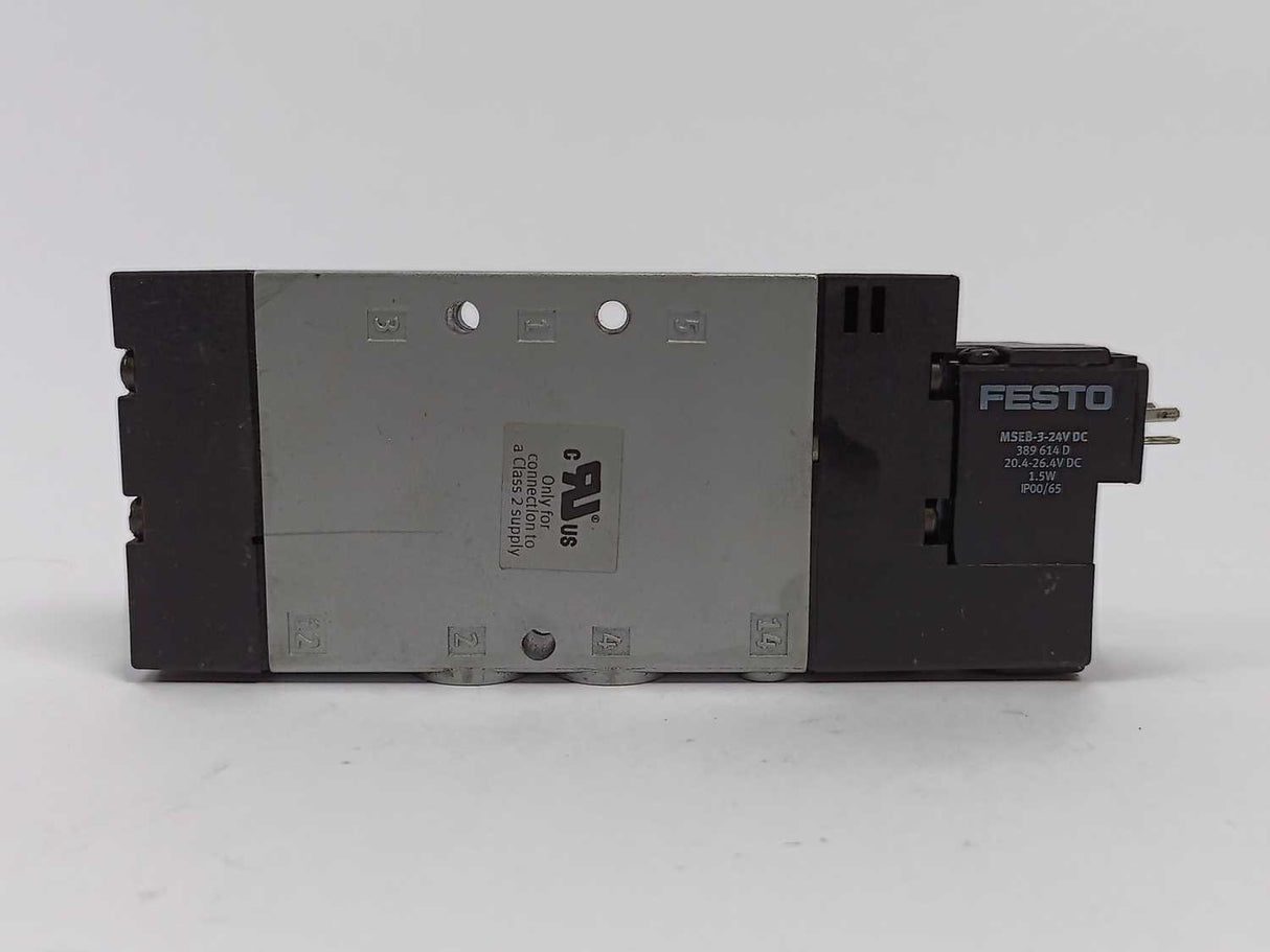 Festo 163146 CPE18-M1H-5LS-1/4 Solenoid Valve w/ 389614 MSEB-3-24VDC