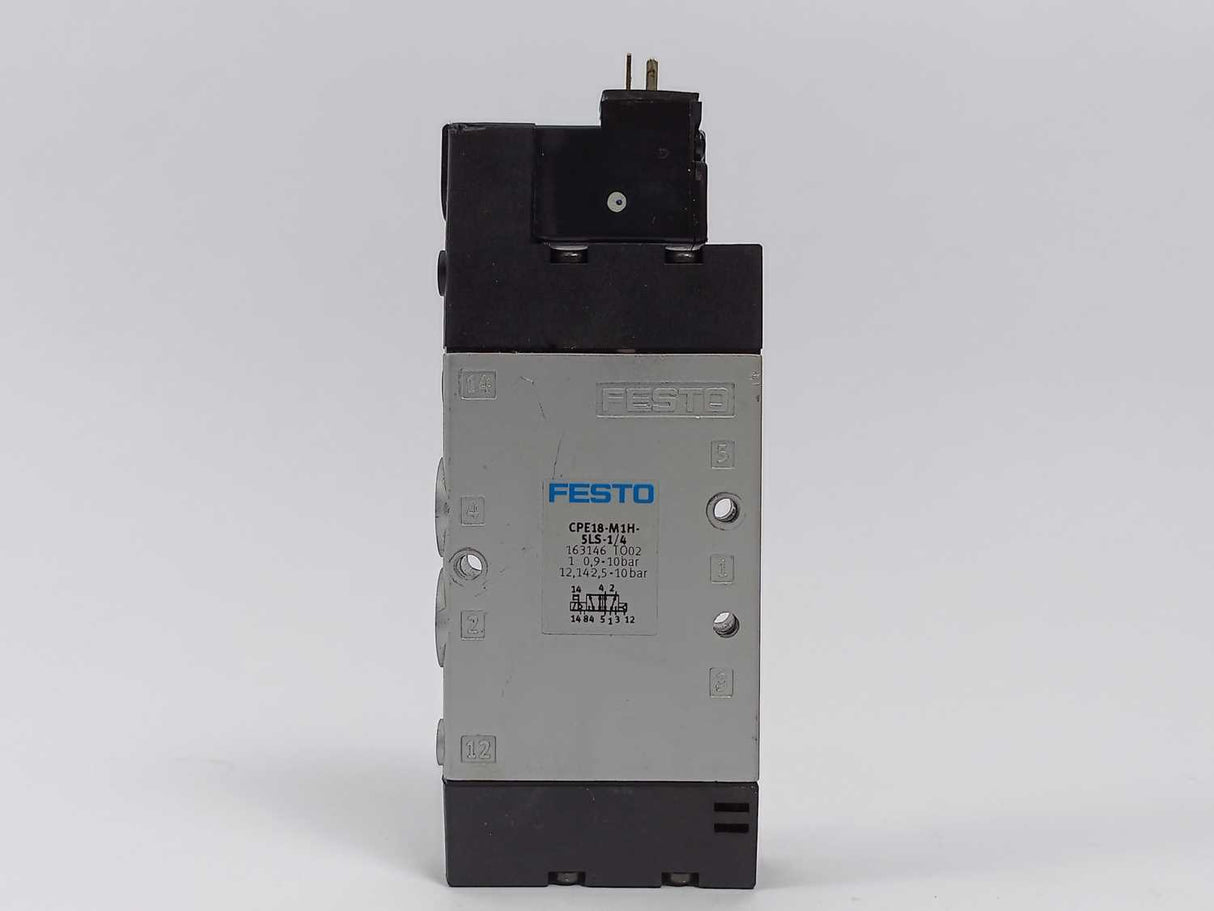 Festo 163146 CPE18-M1H-5LS-1/4 Solenoid Valve w/ 389614 MSEB-3-24VDC