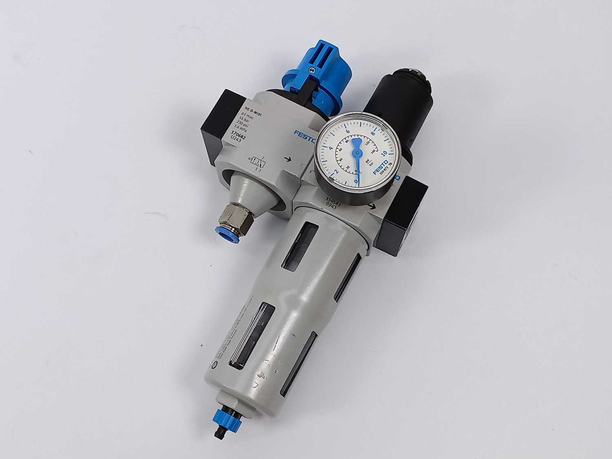 Festo 159583 LFR-3/8-D-MIDI-A Filter regulator w/ 170682 HE-D-MIDI On/off valve