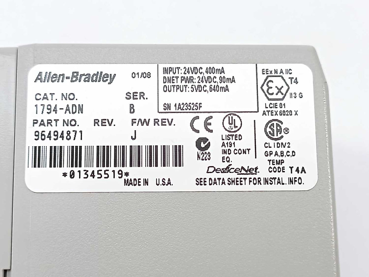 AB 1794-ADN Ser. B Flex I/O Devicenet Adapter 24VDC