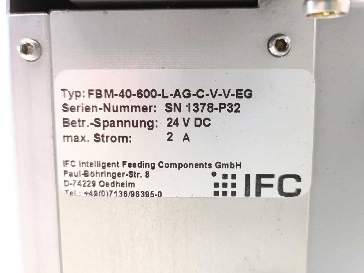 IFC FBM-40-600-L-AG-C-V-V-EG Conveyor FBM-40