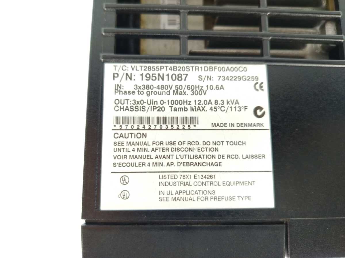 Danfoss 195N1087 VLT® 2800 5.5kW / 7.5 HP VLT2855PT4B20STR