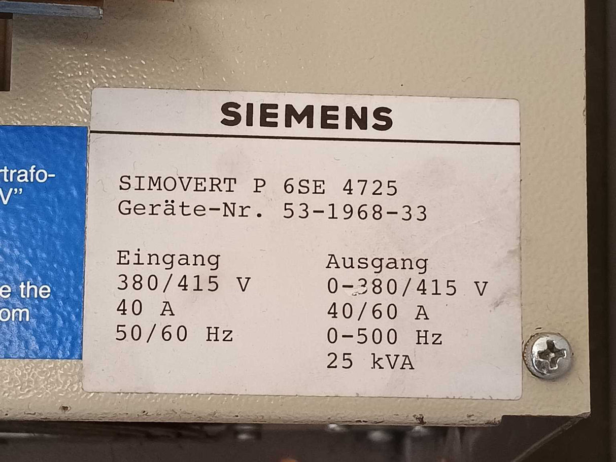 Siemens 6SE4725 Simovert P Drive
